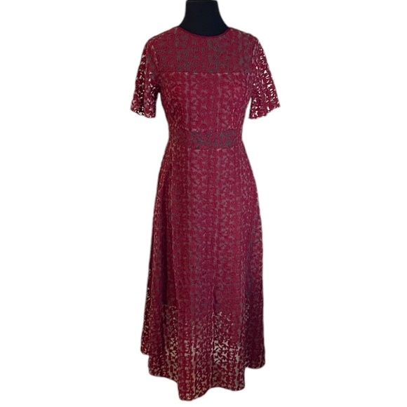 NWT Erin Erin Fetherston Women's Nora Short Sleeve Lace Illusion Dress - Picture 3 of 11